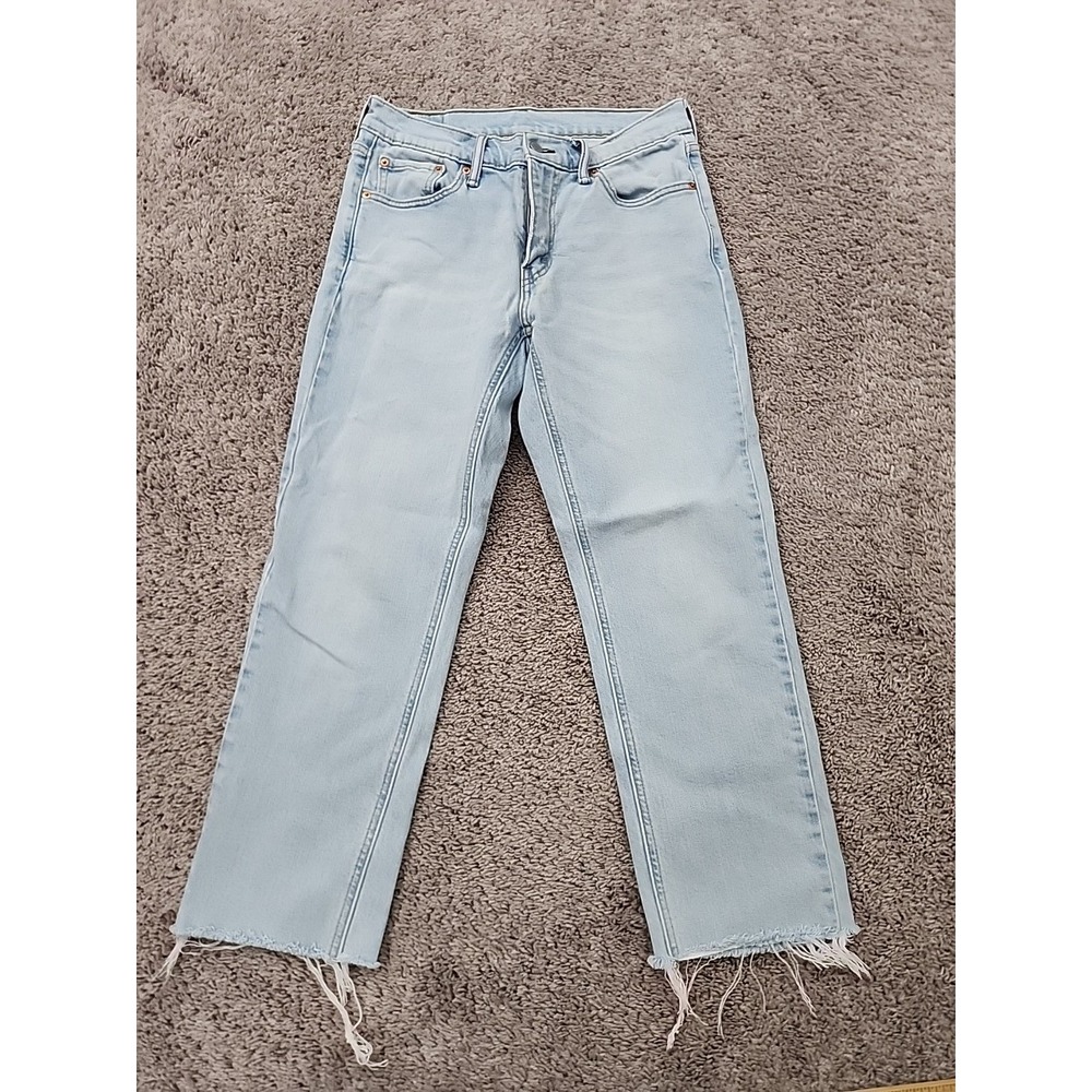Levi's 541 Jeans Womens 30 Light Wash Denim Distressed Raw Hem Cutoff Casual